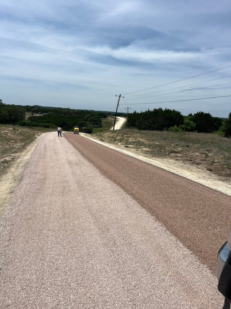 Newly surfaced road extends through the countryside